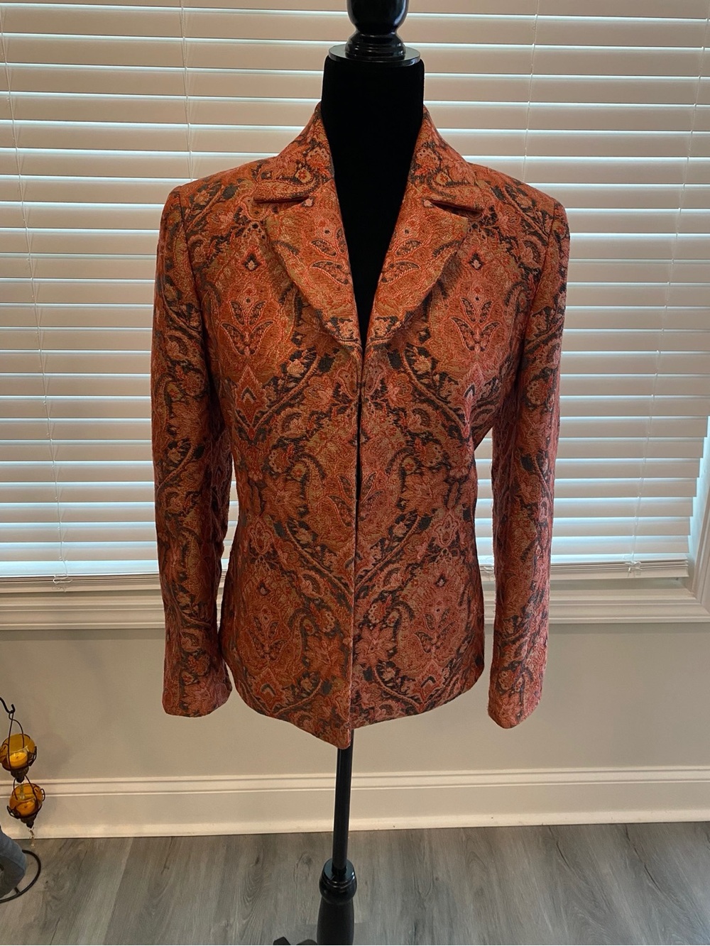 Vintage Kasper Women’s Orange Paisley Tailored Jacket